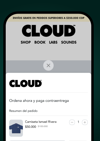 Checkout de pago contra entrega en el celular